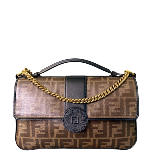 FENDI ZUCCA DOUBLE F SHOULDER BAG