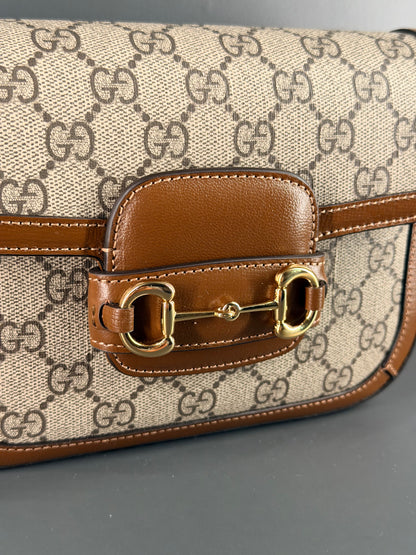 GUCCI GG SUPREME MINI HORSEBIT 1947 CROSSBODY BAG