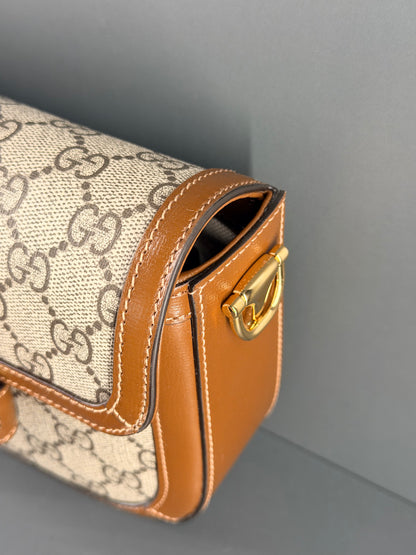 GUCCI GG SUPREME MINI HORSEBIT 1947 CROSSBODY BAG