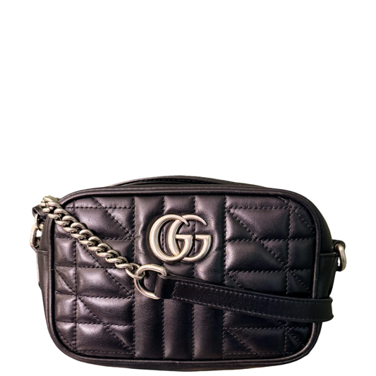 GUCCI BLACK MARMONT SMALL CAMERA BAG