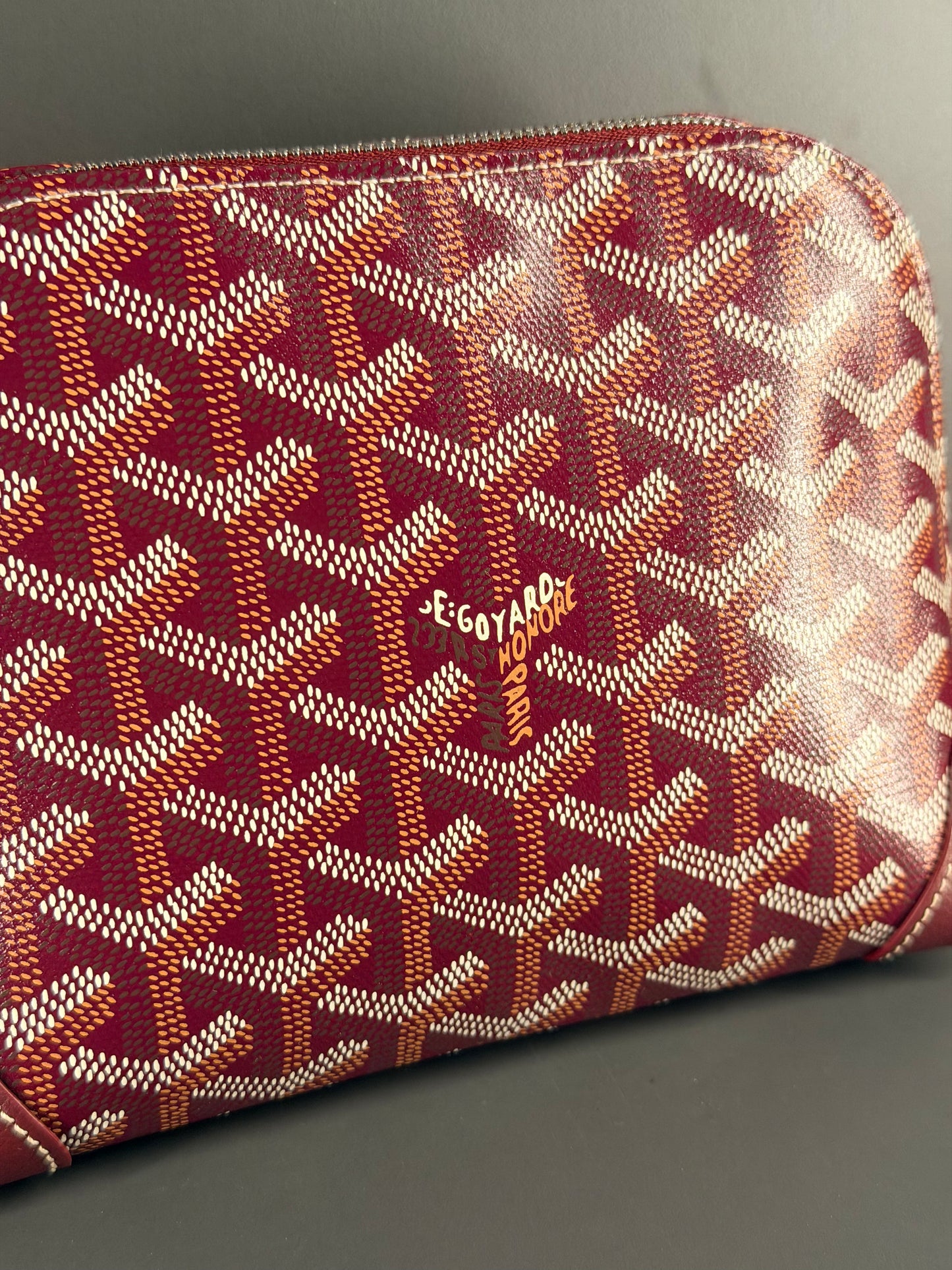 GOYARD BURGUNDY GOYARDINE CANVAS VENDOME COSMETIC POUCH