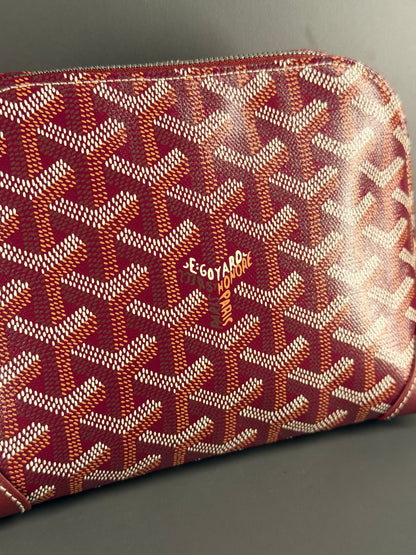 GOYARD BURGUNDY GOYARDINE CANVAS VENDOME COSMETIC POUCH