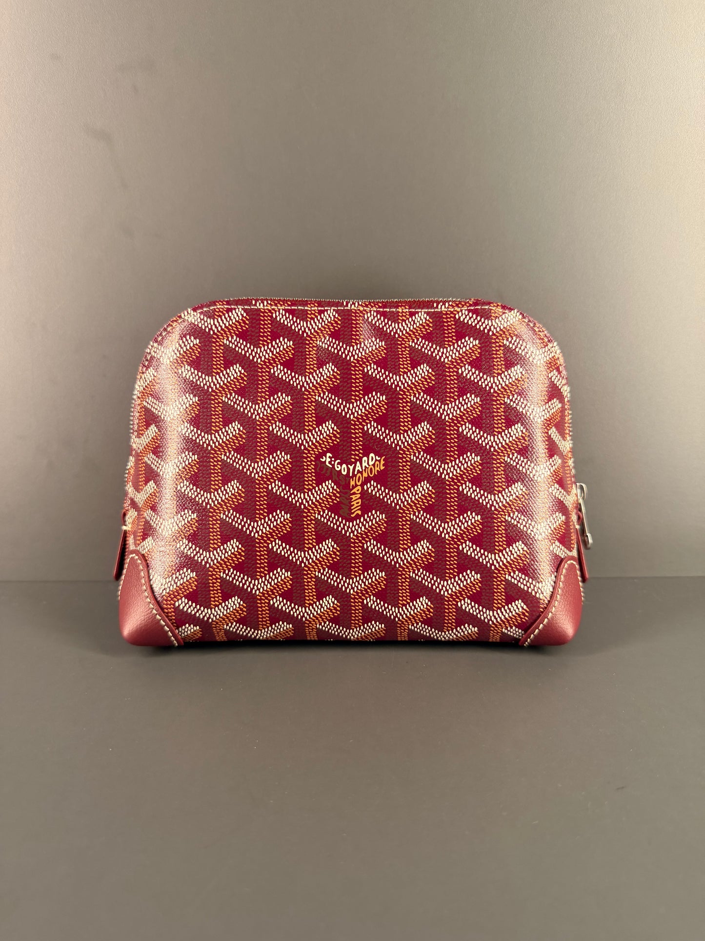 GOYARD BURGUNDY GOYARDINE CANVAS VENDOME COSMETIC POUCH