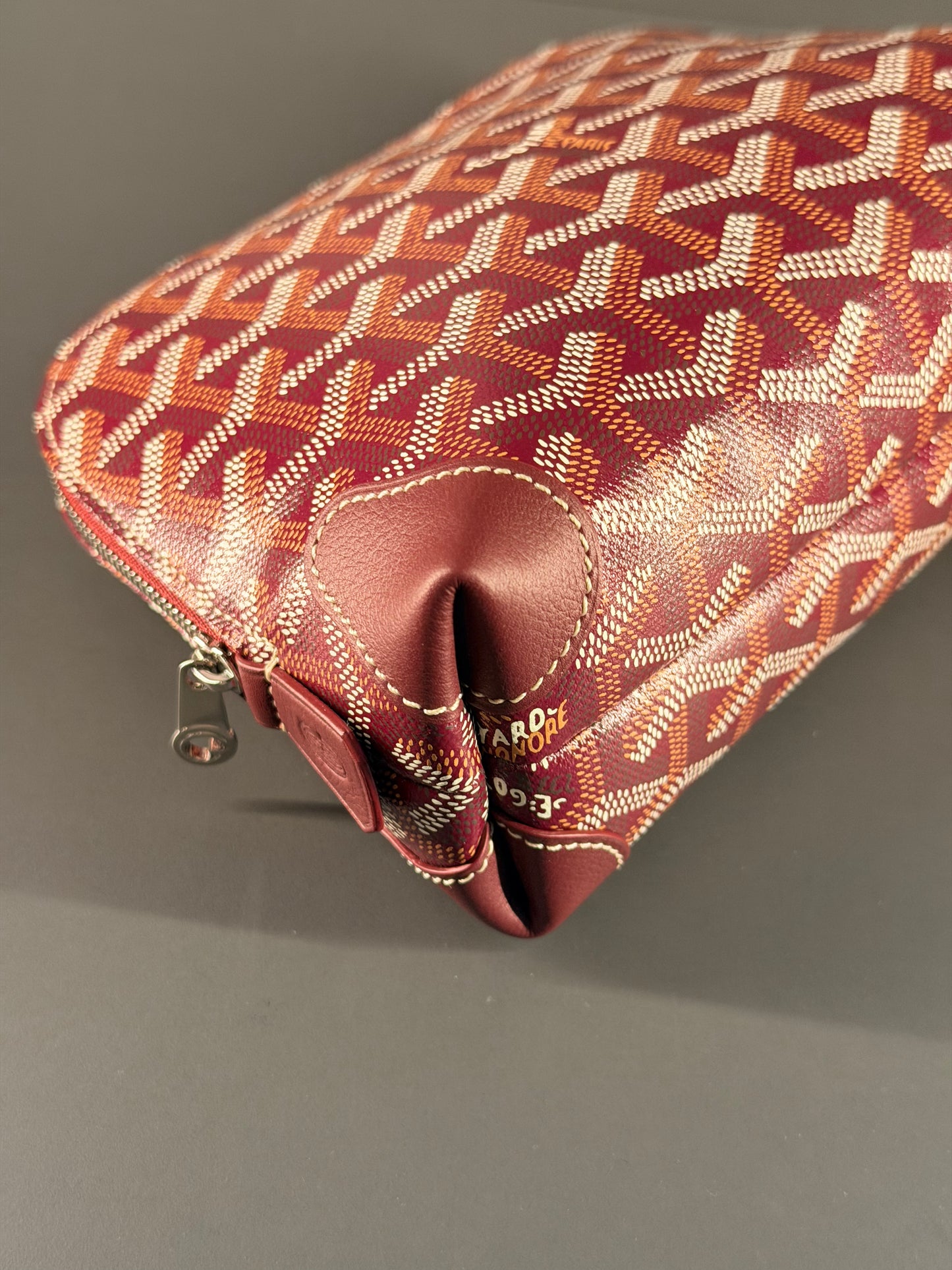 GOYARD BURGUNDY GOYARDINE CANVAS VENDOME COSMETIC POUCH