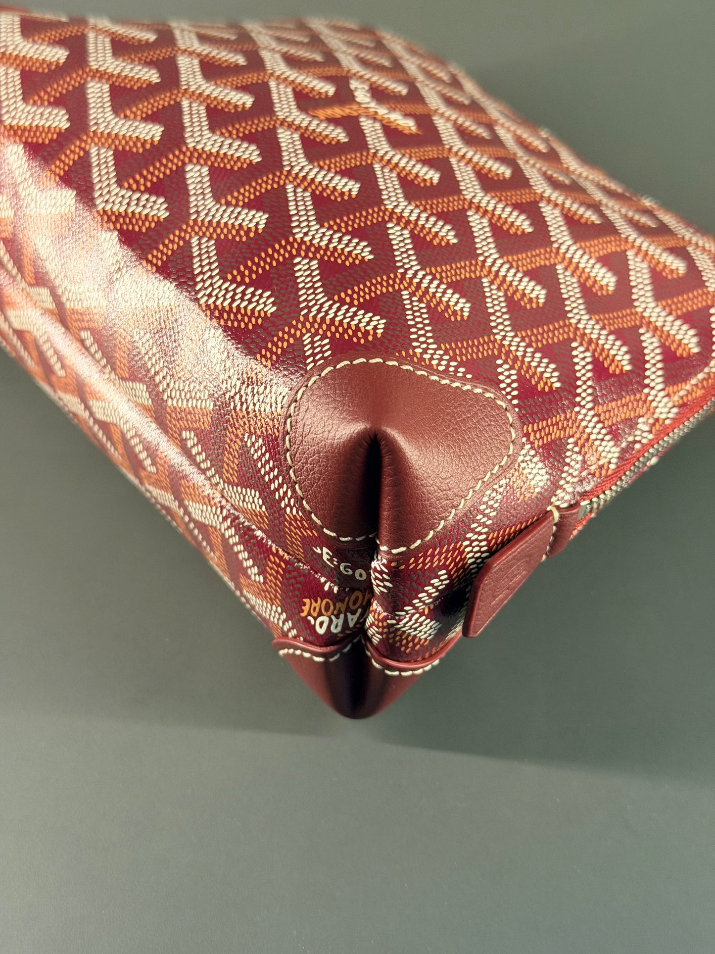 GOYARD BURGUNDY GOYARDINE CANVAS VENDOME COSMETIC POUCH