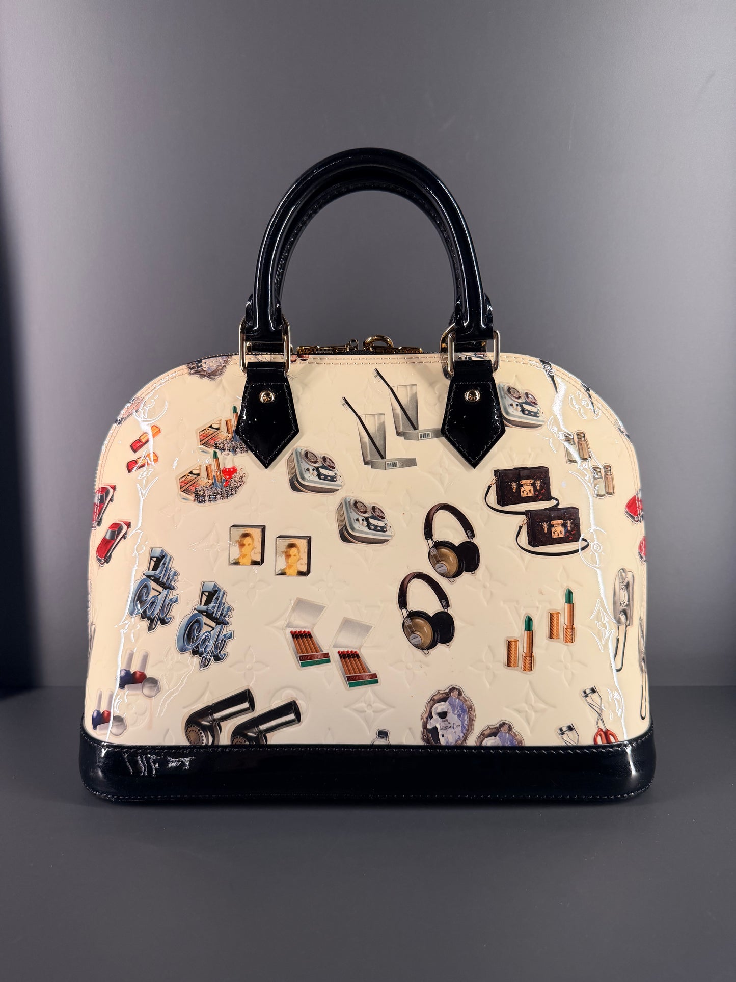 LOUIS VUITTON MONOGRAM VERNIS ALMA PM STICKER ANIMATION HANDBAG