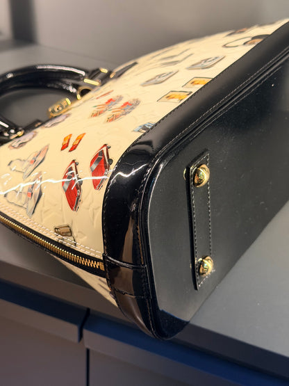 LOUIS VUITTON MONOGRAM VERNIS ALMA PM STICKER ANIMATION HANDBAG