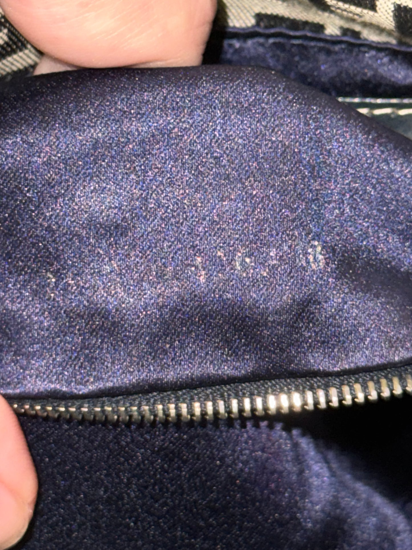 FENDI NAVY ZUCCHINO DOUBLE FLAP SHOULDER BAG
