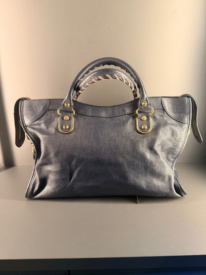 BALENCIAGA NAVY MEDIUM CLASSIC CITY EDGE HANDBAG
