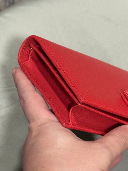 SALVATORE FERRAGAMO RED LARGE WALLET