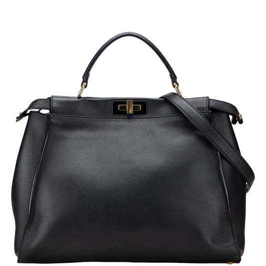 FENDI BLACK LARGE PEEKABOO HANDBAG
