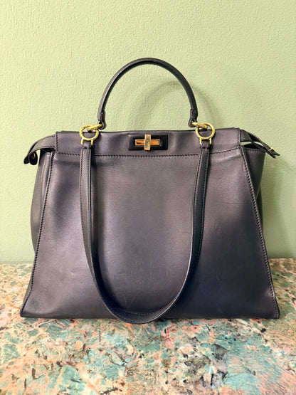 FENDI BLACK LARGE PEEKABOO HANDBAG