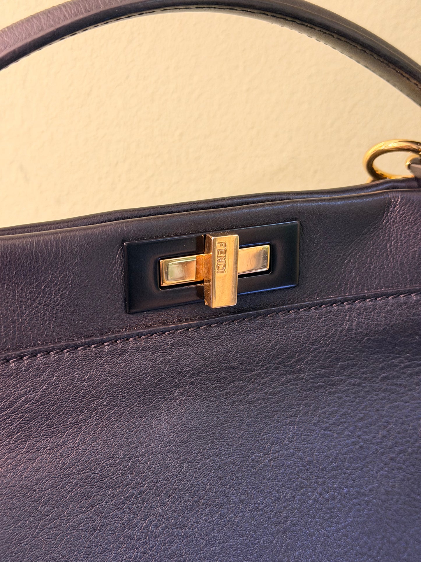 FENDI BLACK LARGE PEEKABOO HANDBAG