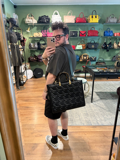 FENDI BLACK MEDIUM SUNSHINE HANDBAG