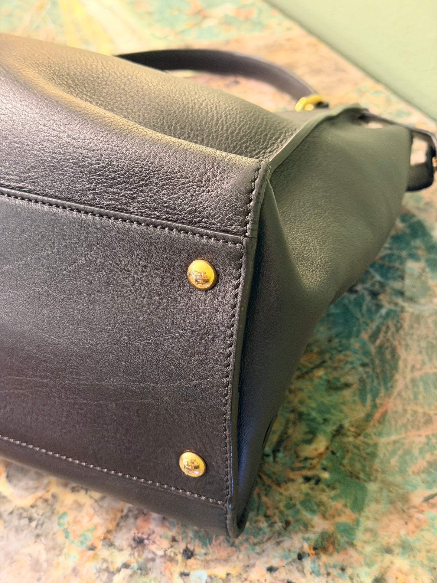 FENDI BLACK LARGE PEEKABOO HANDBAG