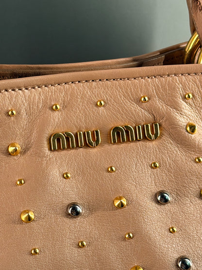 MIU MIU POWDER STUDDED TWO WAY HANDBAG