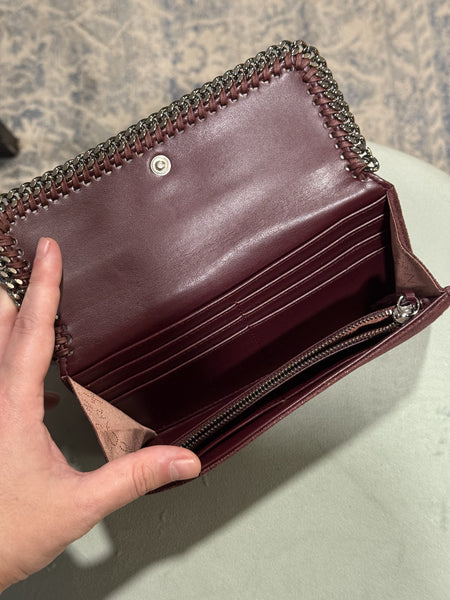 STELLA MCCARTNEY BURGUNDY FALABELLA WALLET