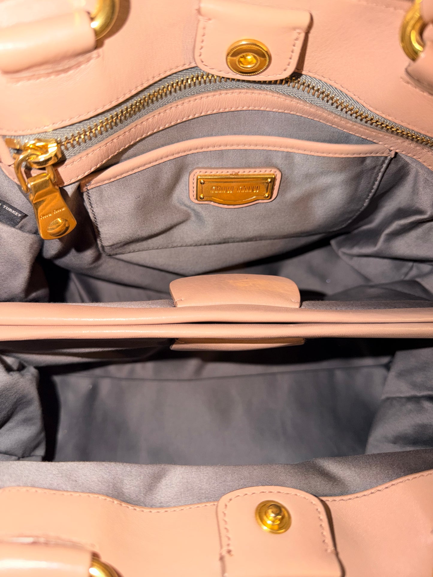 MIU MIU POWDER STUDDED TWO WAY HANDBAG