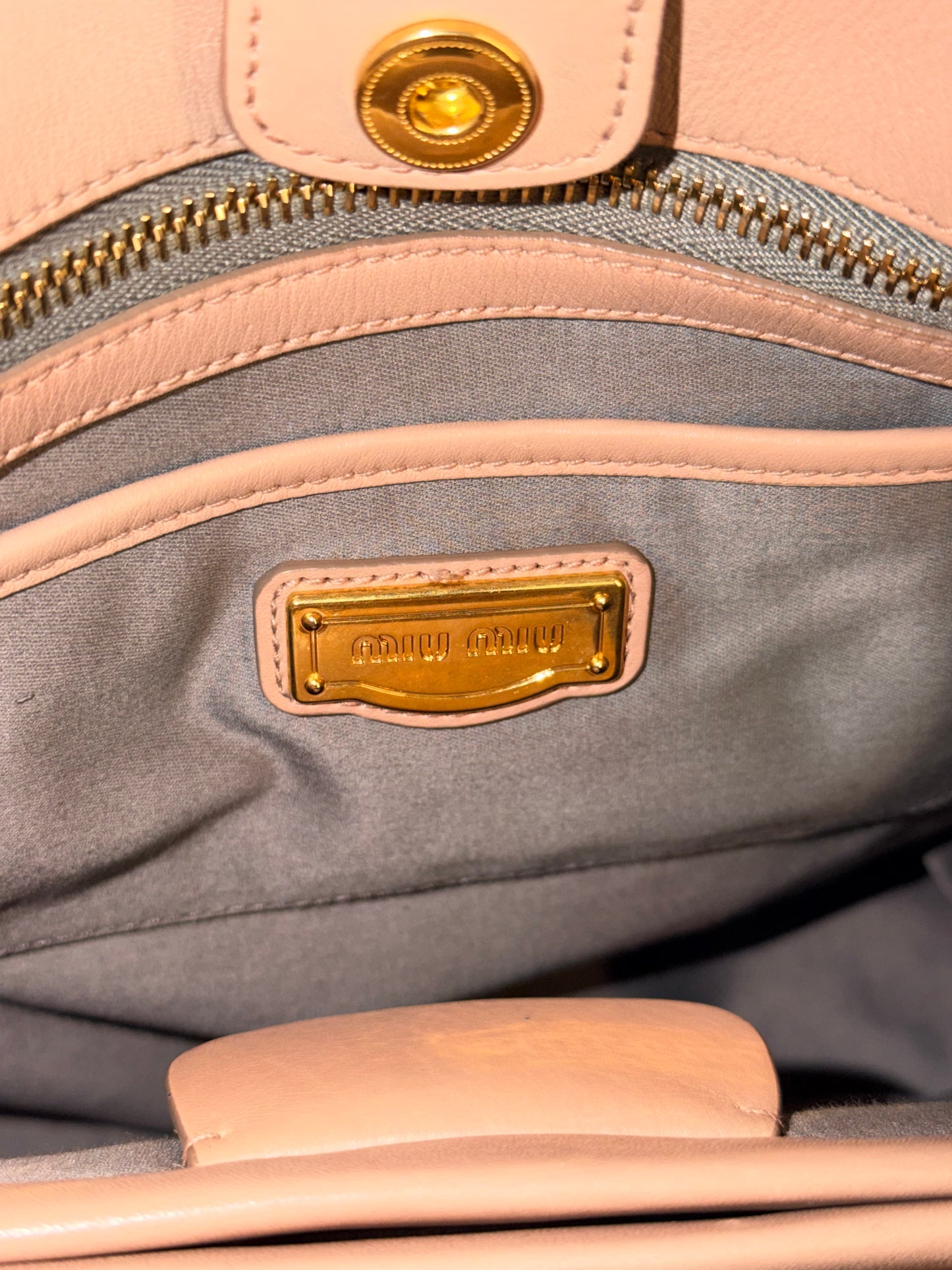 MIU MIU POWDER STUDDED TWO WAY HANDBAG