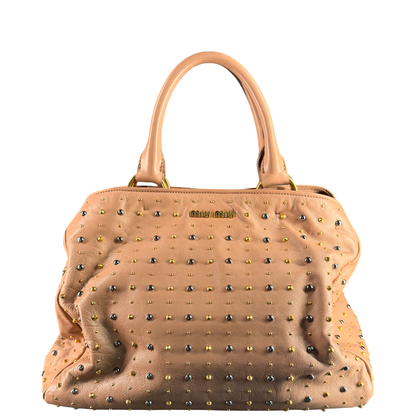 MIU MIU POWDER STUDDED TWO WAY HANDBAG