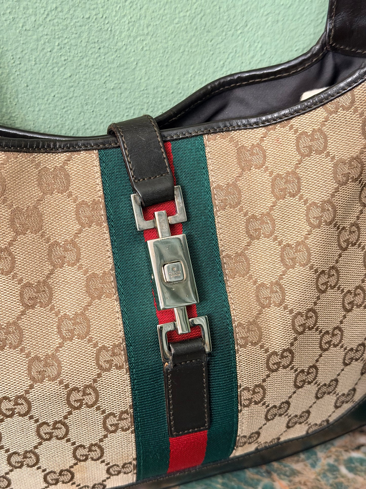 GUCCI BY TOM FORD BROWN MONOGRAM JACKIE SHOULDER BAG