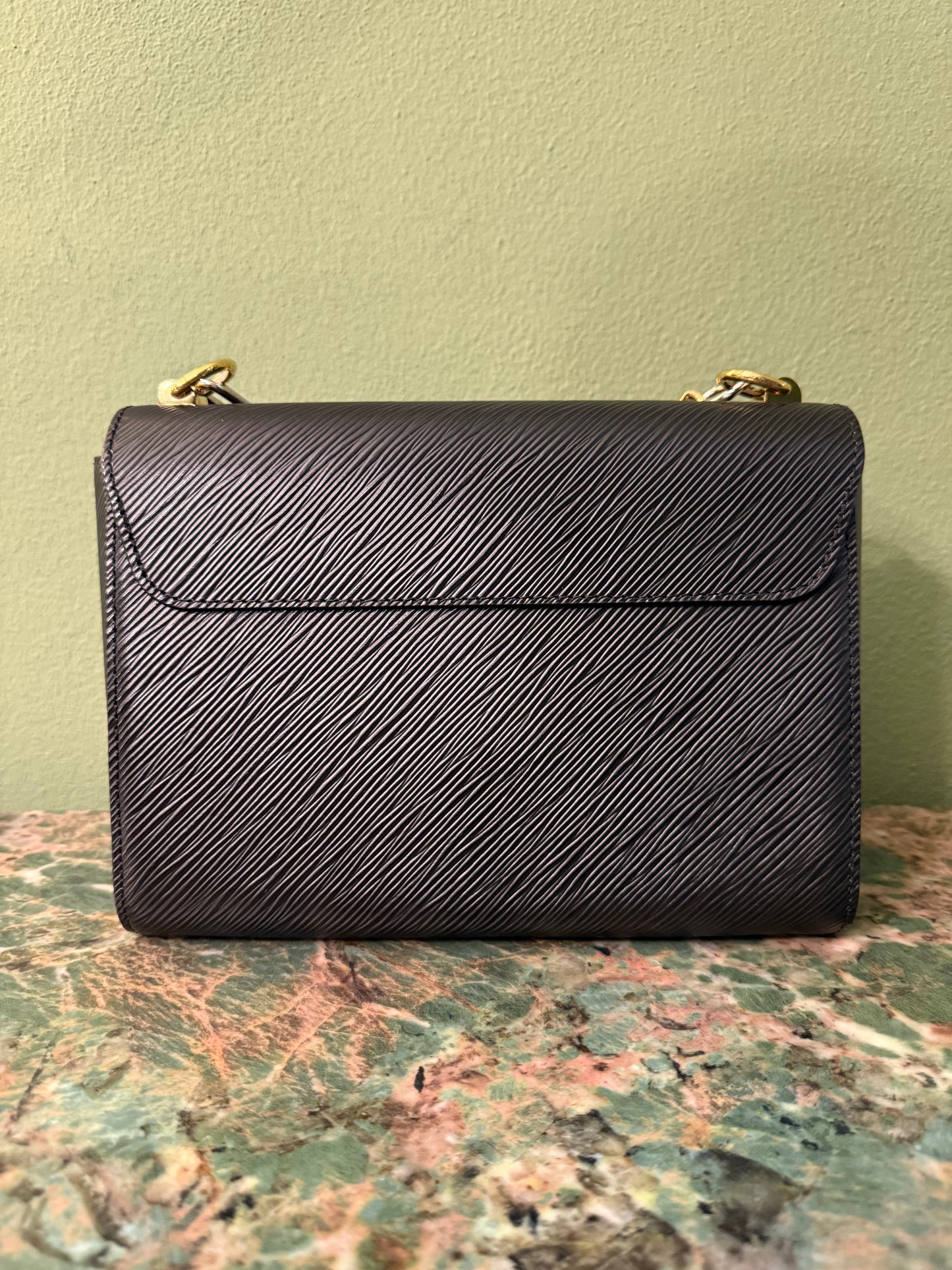 LOUIS VUITTON BLACK EPI LIMITED EDITION TWIST SHOULDER BAG