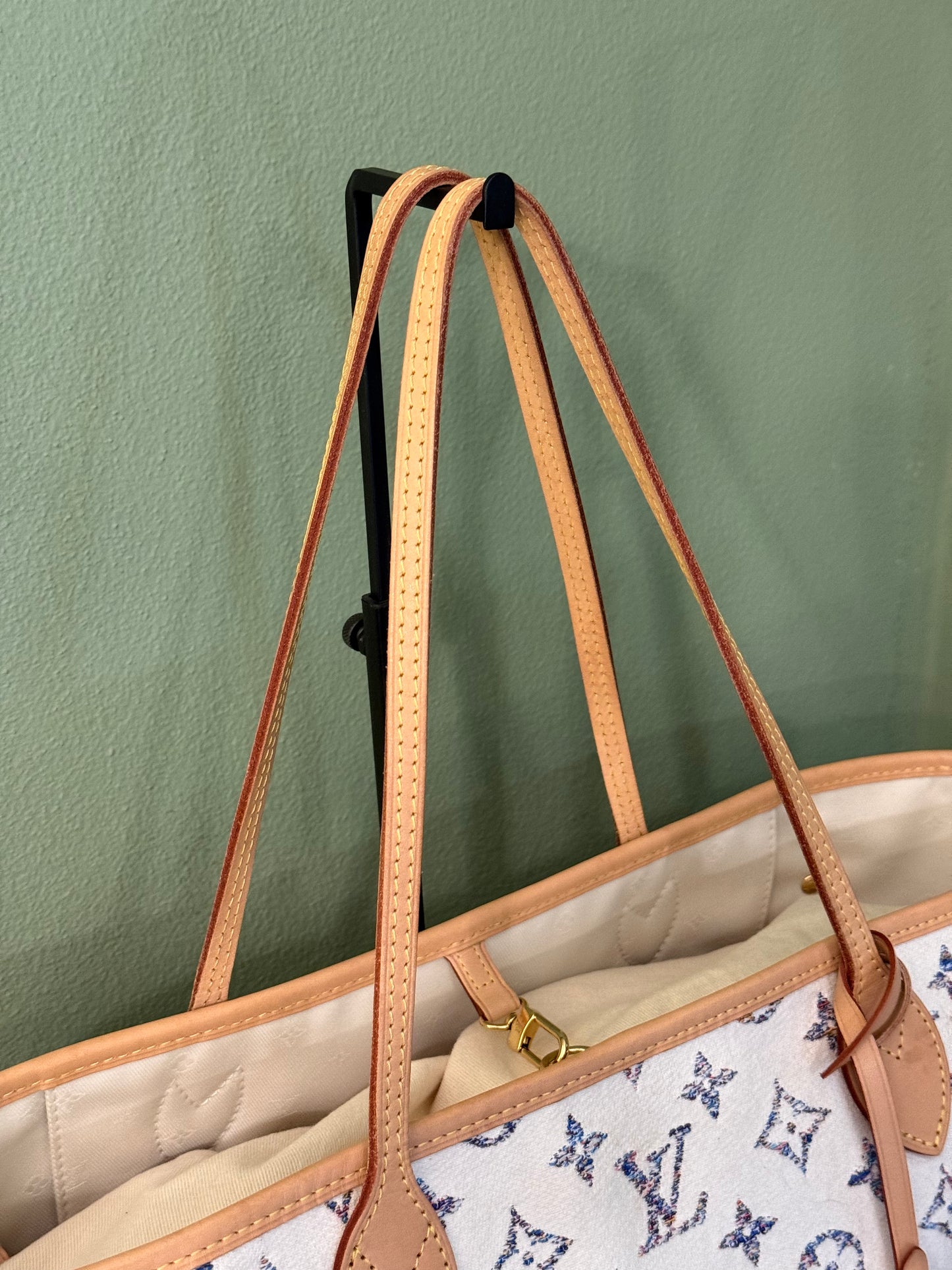 LOUIS VUITTON BEIGE JAQUARD LIMITED EDITION NEVERFULL MM SHOPPING TOTE