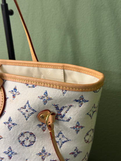 LOUIS VUITTON BEIGE JAQUARD LIMITED EDITION NEVERFULL MM SHOPPING TOTE