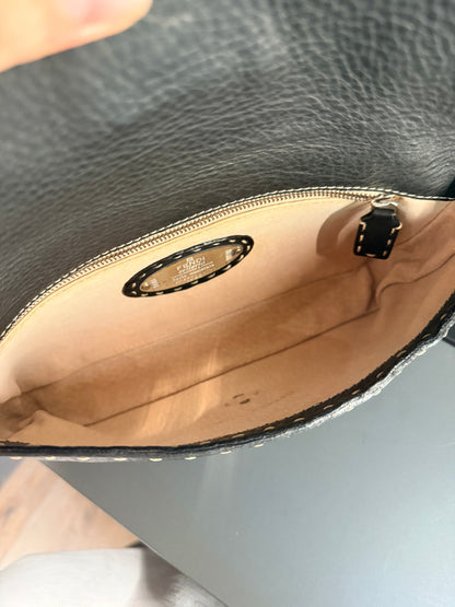 FENDI BLACK SELLERIA BAGUETTE SHOULDER BAG