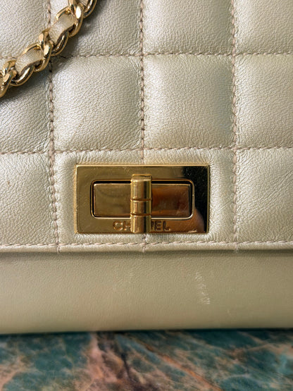 CHANEL 2.55 CHAMPAGNE CHOCOLATE BAR SHOULDER BAG