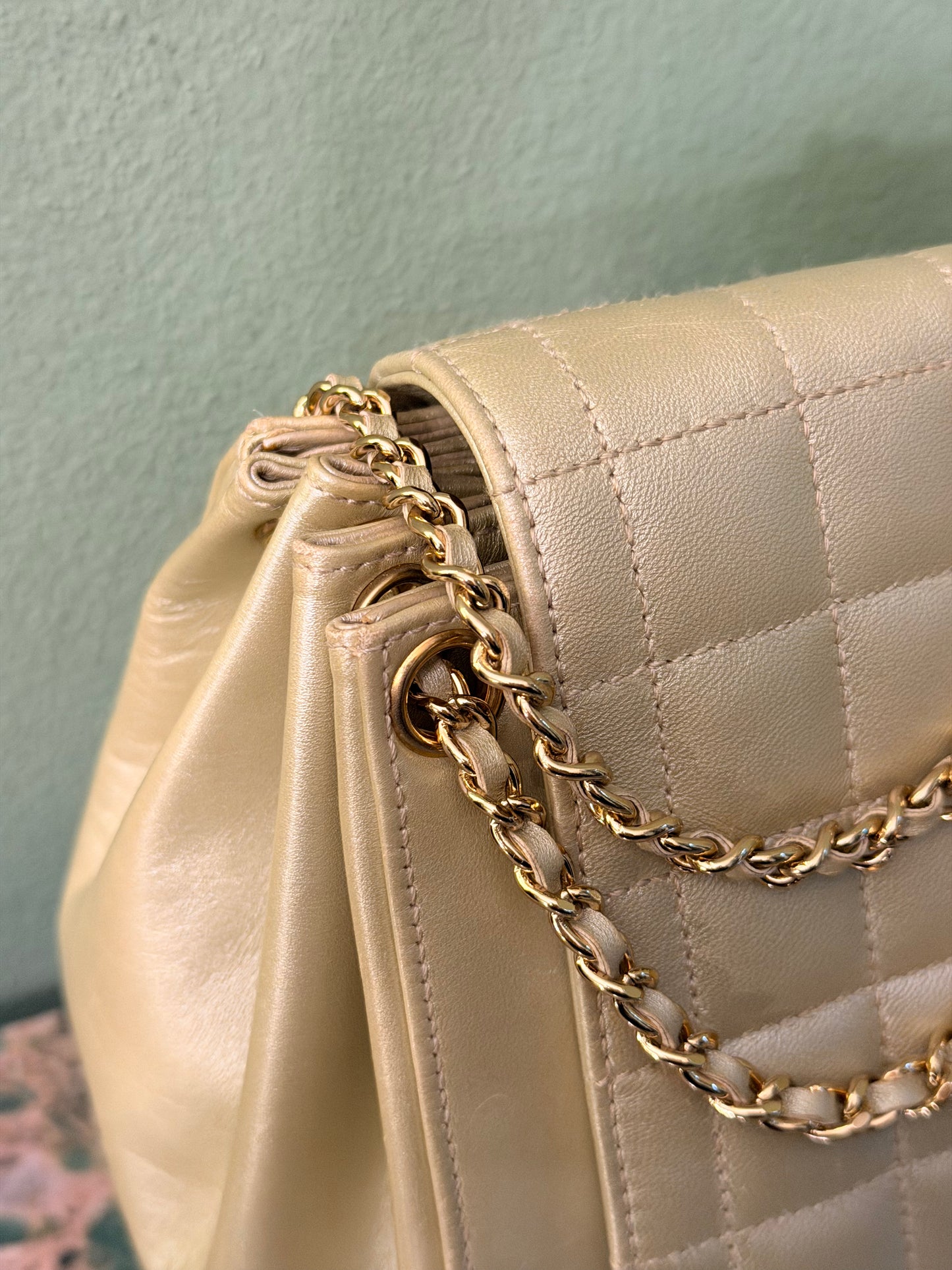 CHANEL 2.55 CHAMPAGNE CHOCOLATE BAR SHOULDER BAG