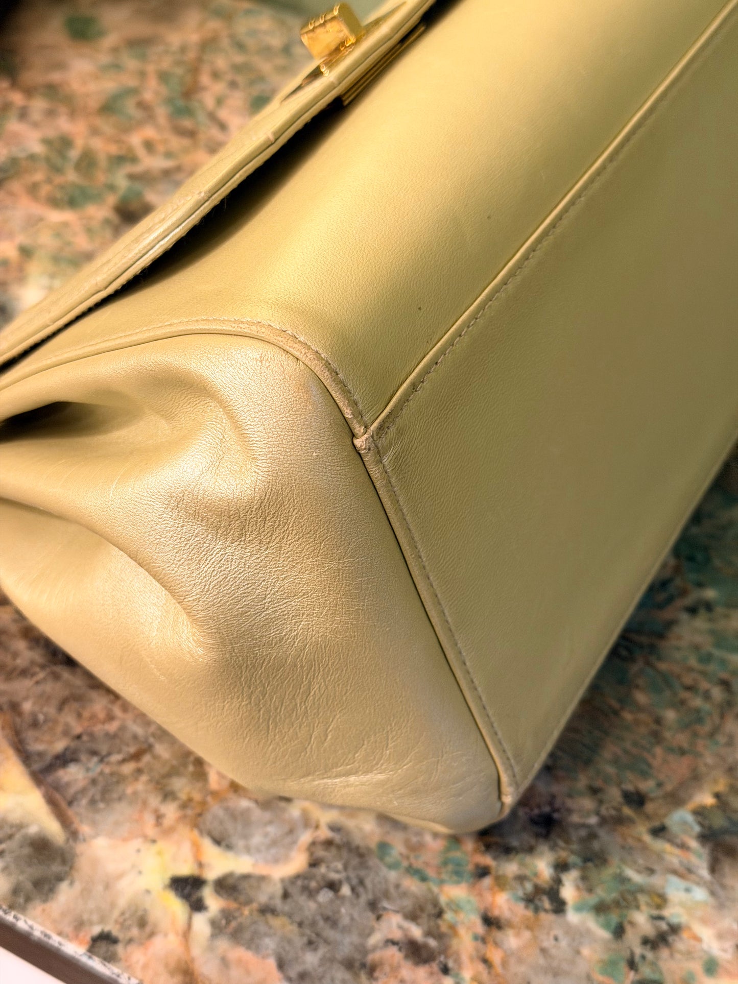 CHANEL 2.55 CHAMPAGNE CHOCOLATE BAR SHOULDER BAG