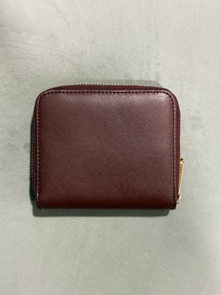 SALVATORE FERRAGAMO BURGUNDY COMPACT ZIPPY WALLET