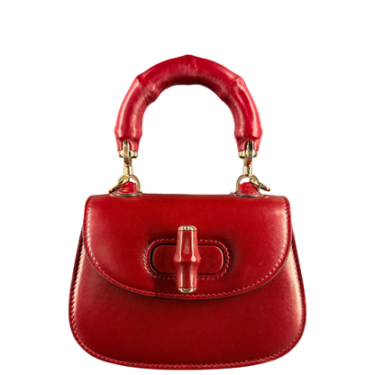 GUCCI ROSSO ANCORA MINI BAMBOO 1947 HANDBAG