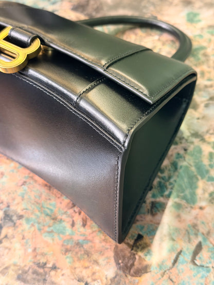 BALENCIAGA BLACK SMALL HOURGLASS HANDBAG