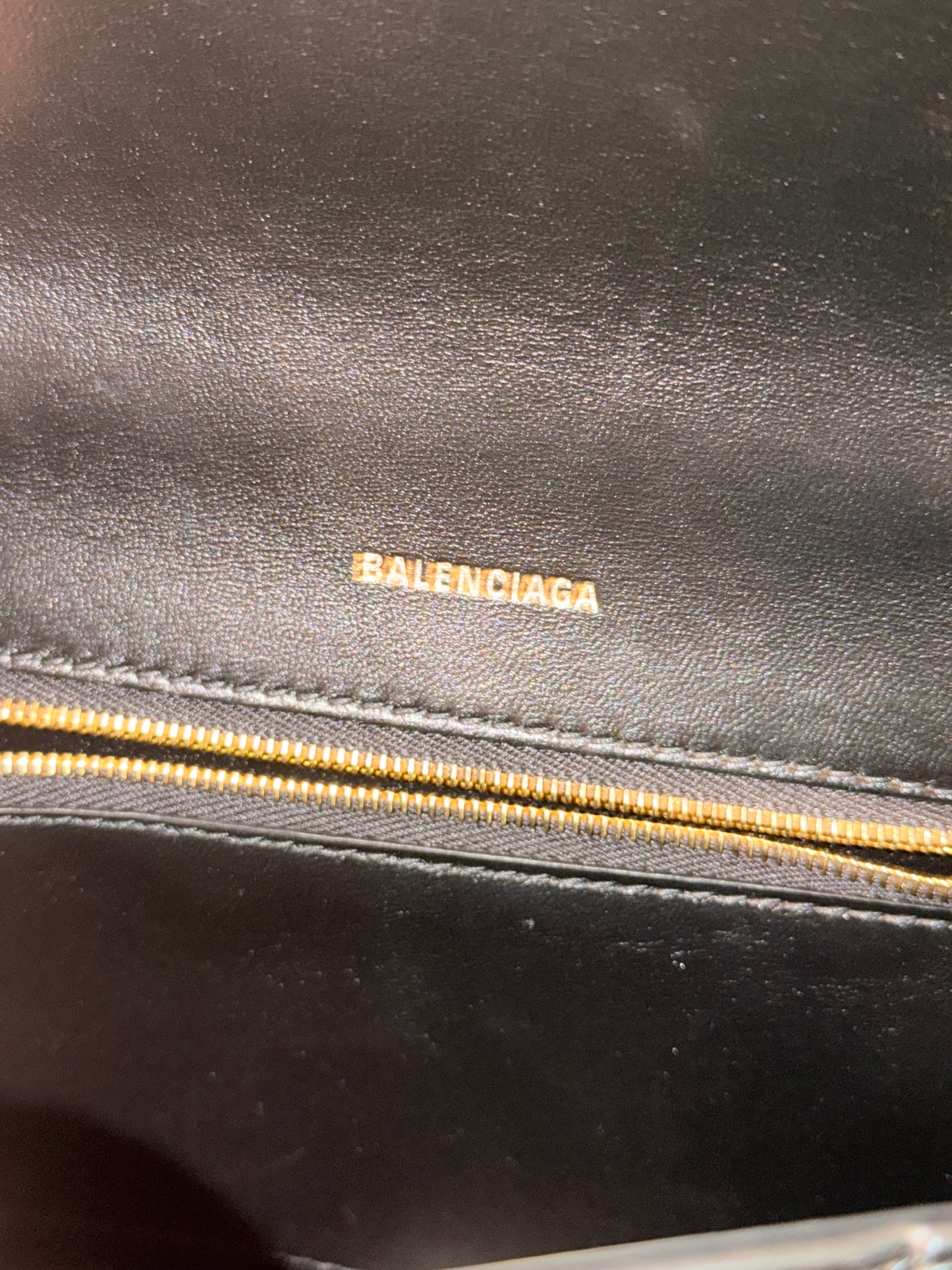 BALENCIAGA BLACK SMALL HOURGLASS HANDBAG