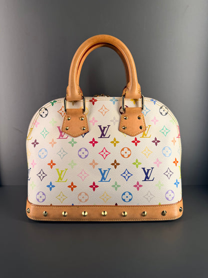 TAKASHI MURAKAMI X LOUIS VUITTON WHITE MULTICOLOR ALMA PM HANDBAG