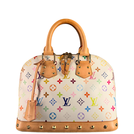TAKASHI MURAKAMI X LOUIS VUITTON WHITE MULTICOLOR ALMA PM HANDBAG