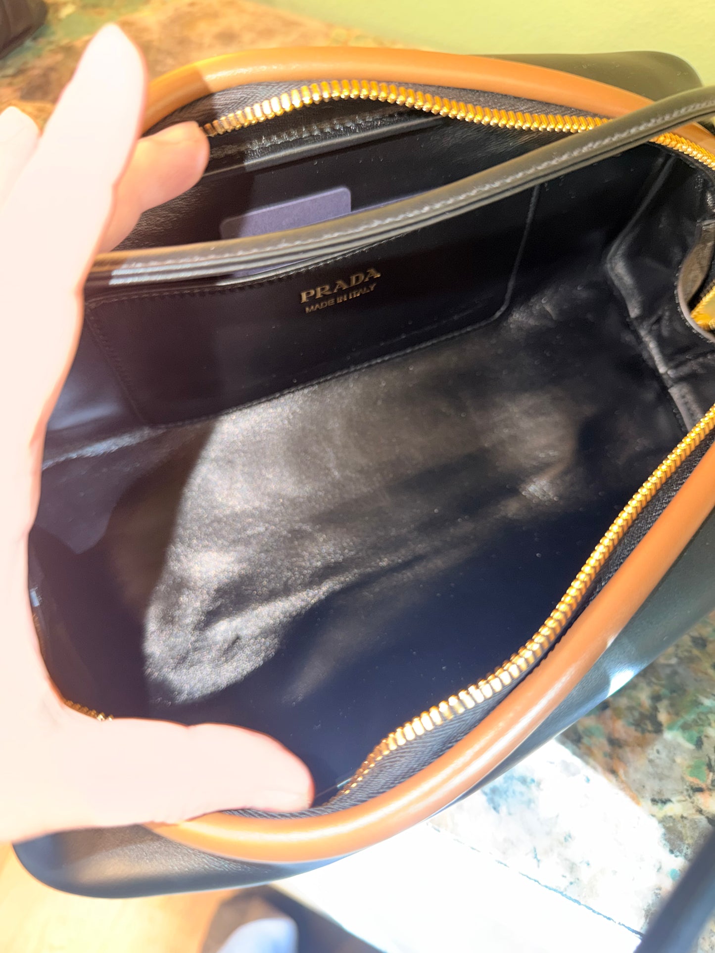 PRADA BLACK SWING EAST WEST SHOULDER BAG