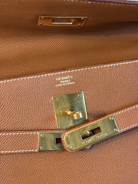 HERMÈS GOLD COURCHEVEL KELLY SELLIER 32 HANDBAG