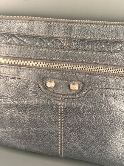 BALENCIAGA GRAY MEDIUM CLIP POCHETTE