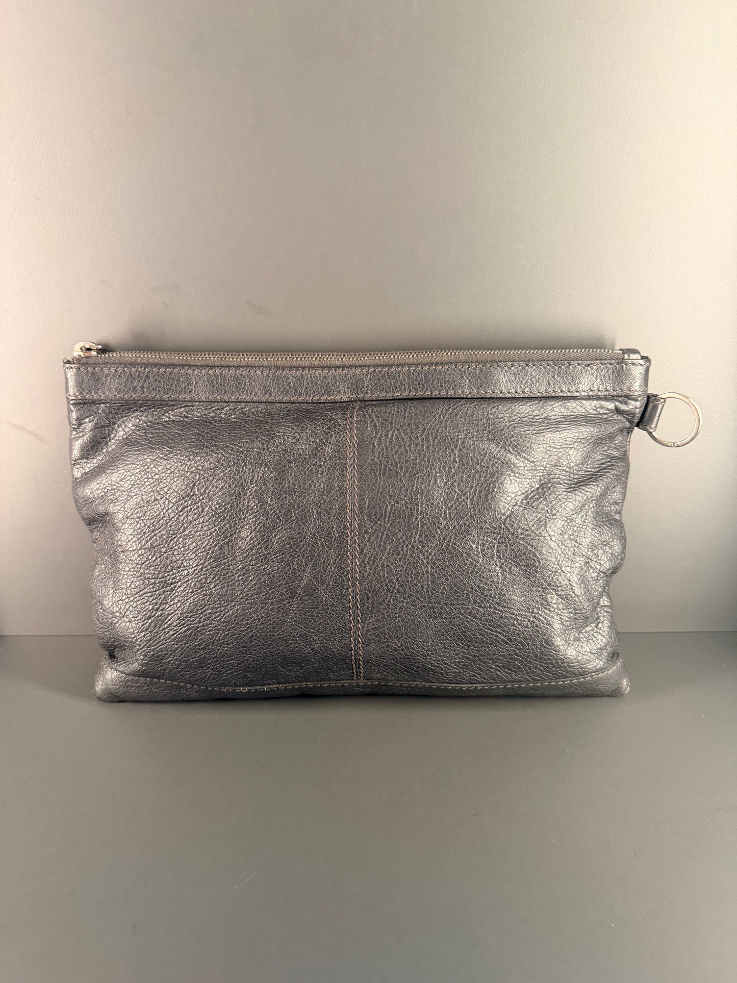 BALENCIAGA GRAY MEDIUM CLIP POCHETTE