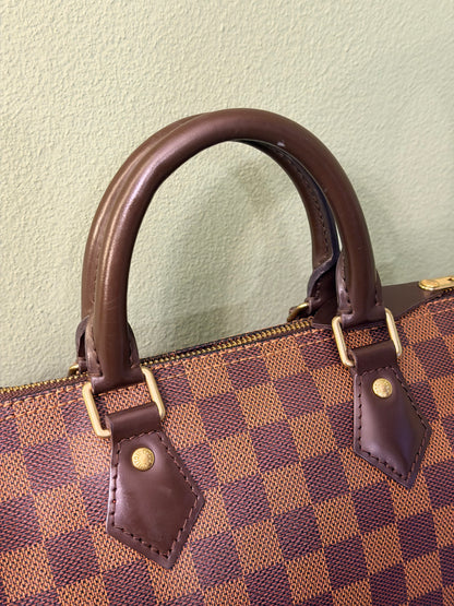 LOUIS VUITTON DAMIER EBENE SPEEDY 25 BOSTON BAG