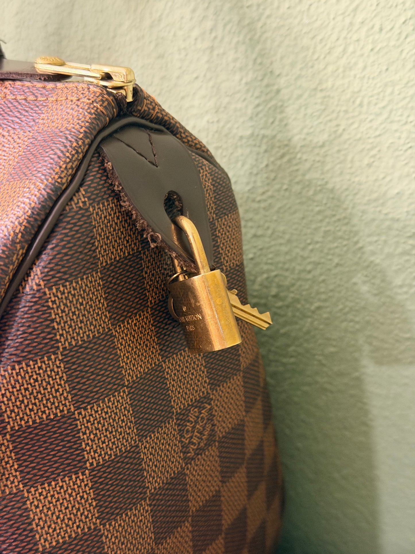 LOUIS VUITTON DAMIER EBENE SPEEDY 25 BOSTON BAG