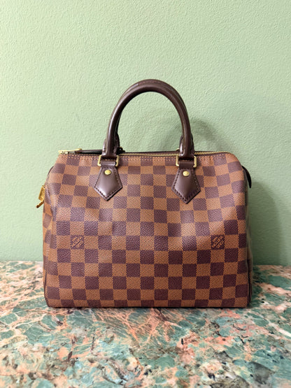 LOUIS VUITTON DAMIER EBENE SPEEDY 25 BOSTON BAG