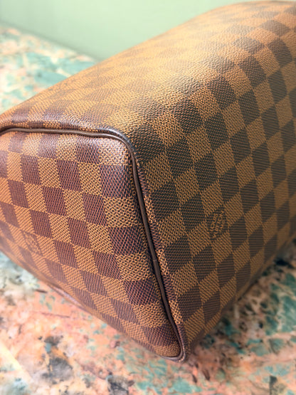 LOUIS VUITTON DAMIER EBENE SPEEDY 25 BOSTON BAG