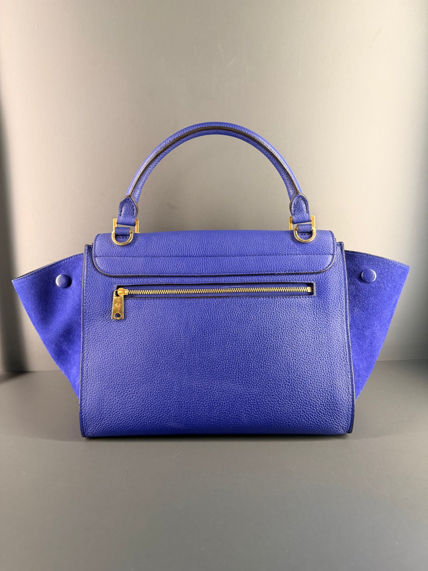 CÈLINE ELECTRIC BLUE SMALL TRAPEZE HANDBAG