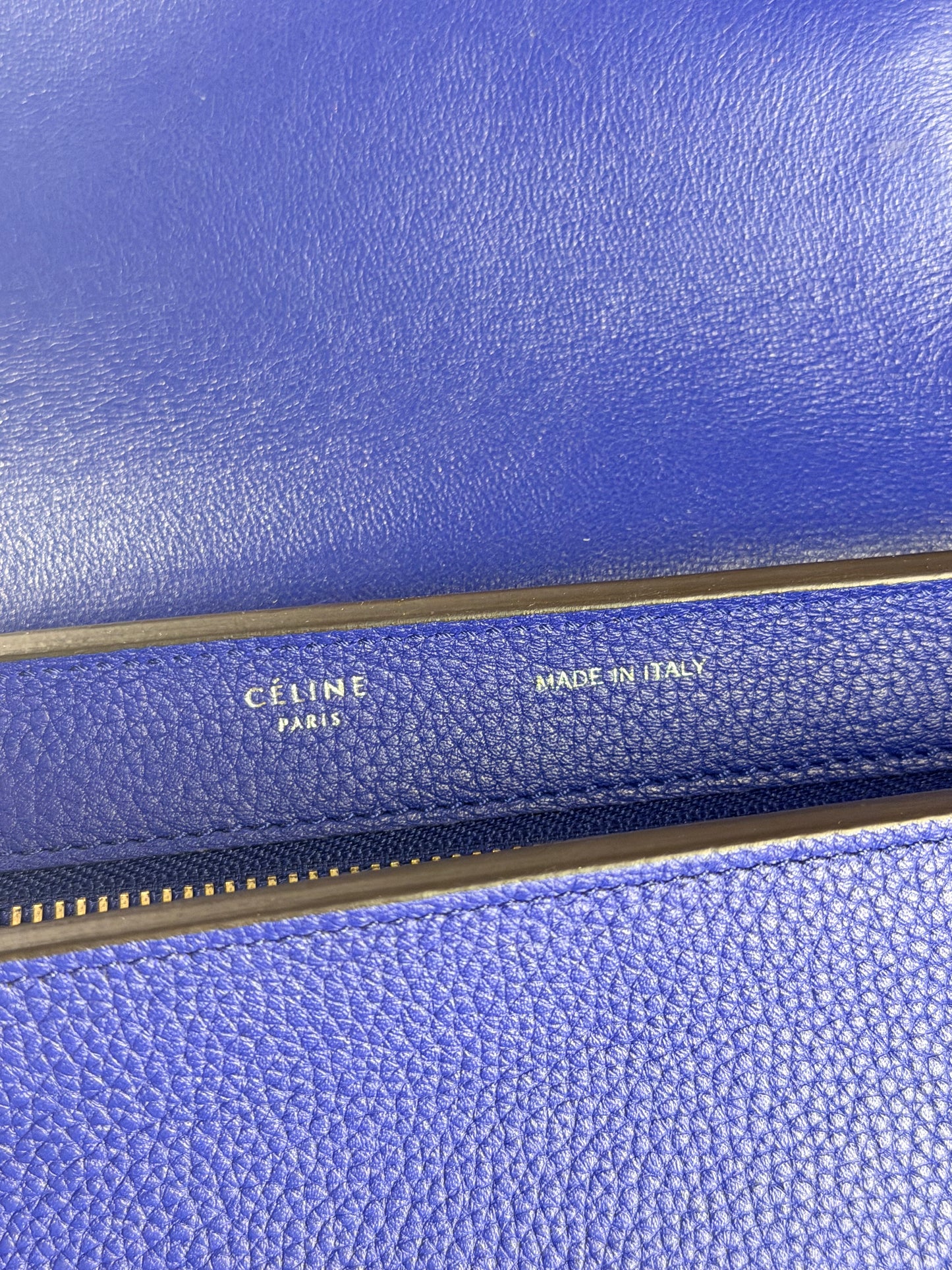 CÈLINE ELECTRIC BLUE SMALL TRAPEZE HANDBAG