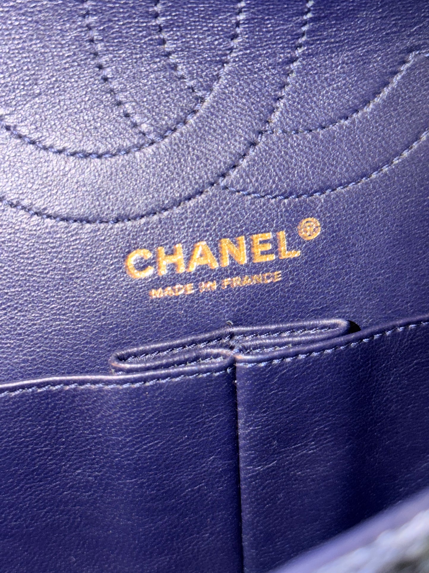 CHANEL BLUE TWEED JUMBO 2.55 REISSUE SHOULDER BAG