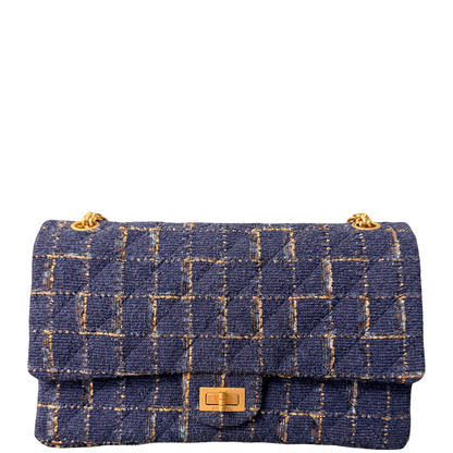 CHANEL BLUE TWEED JUMBO 2.55 REISSUE SHOULDER BAG